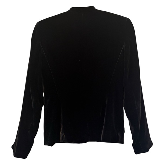 Ann Taylor Y2K Black Velvet Button Down Mandarin Collar Jacket, Sz 4 - Picture 11 of 15
